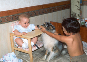 Julia and her friend judging the sheltie